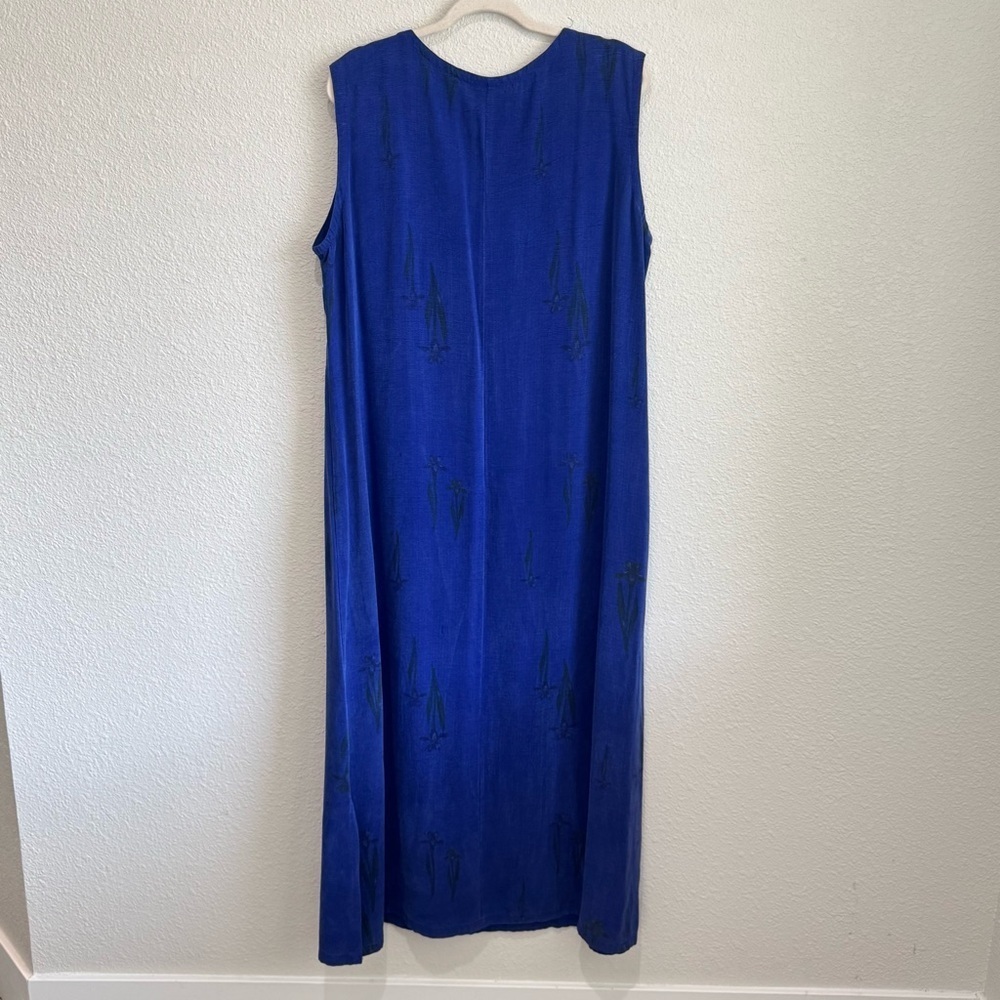 DAWN made in Seattle Womens 1X Blue Floral‎ Printed Maxi Dress Cottage Gorpcore - Picture 10 of 10